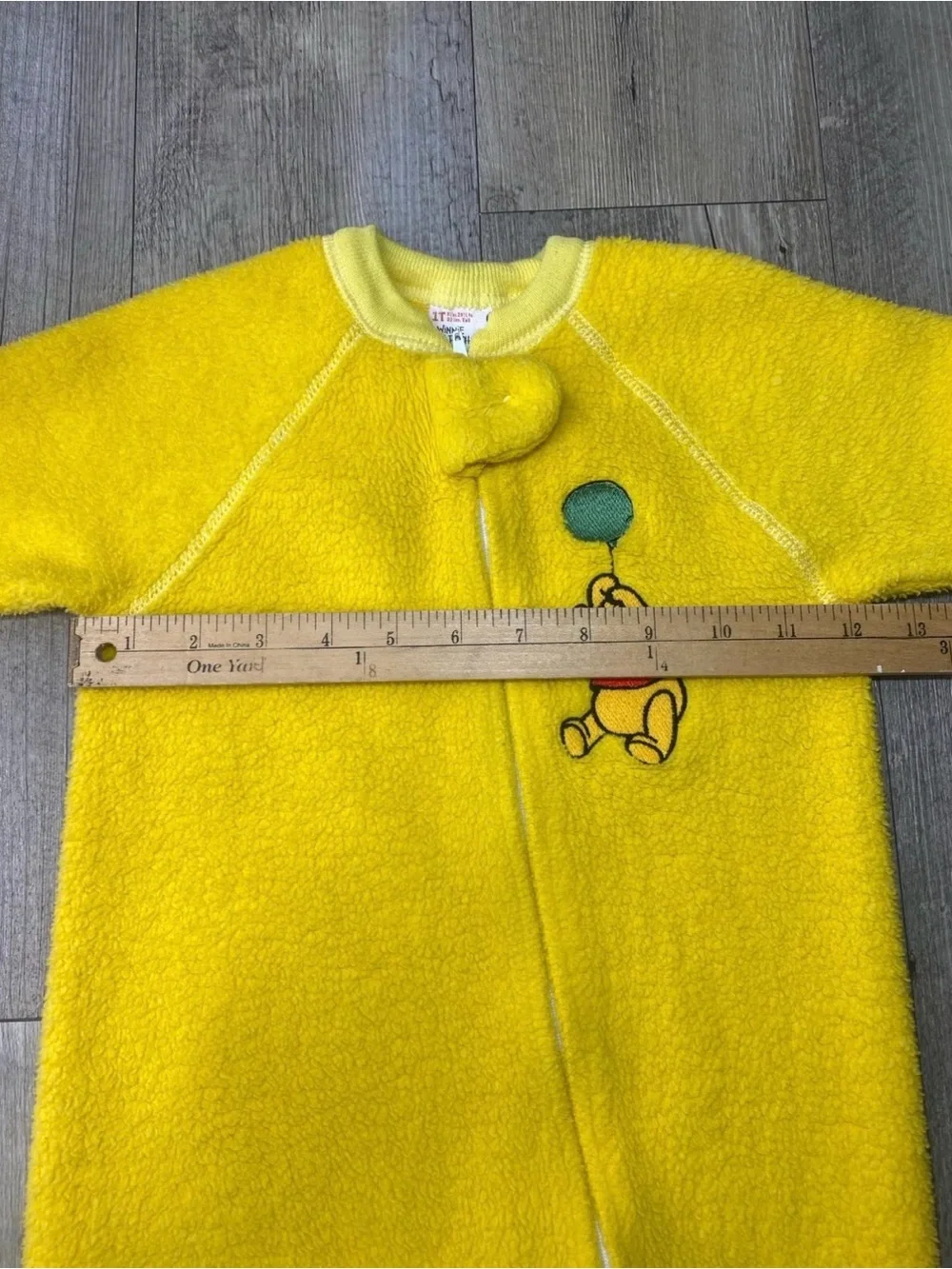 Vintage Disney Winnie The Pooh Fleece Footed Yellow Pajamas Size 1T